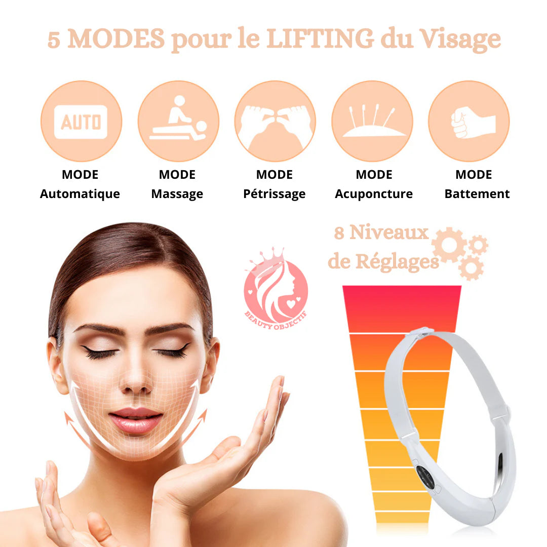 Appareil de minceur électrique du visage - Instrument à lumière LED pour resserrer la peau et anti-âge